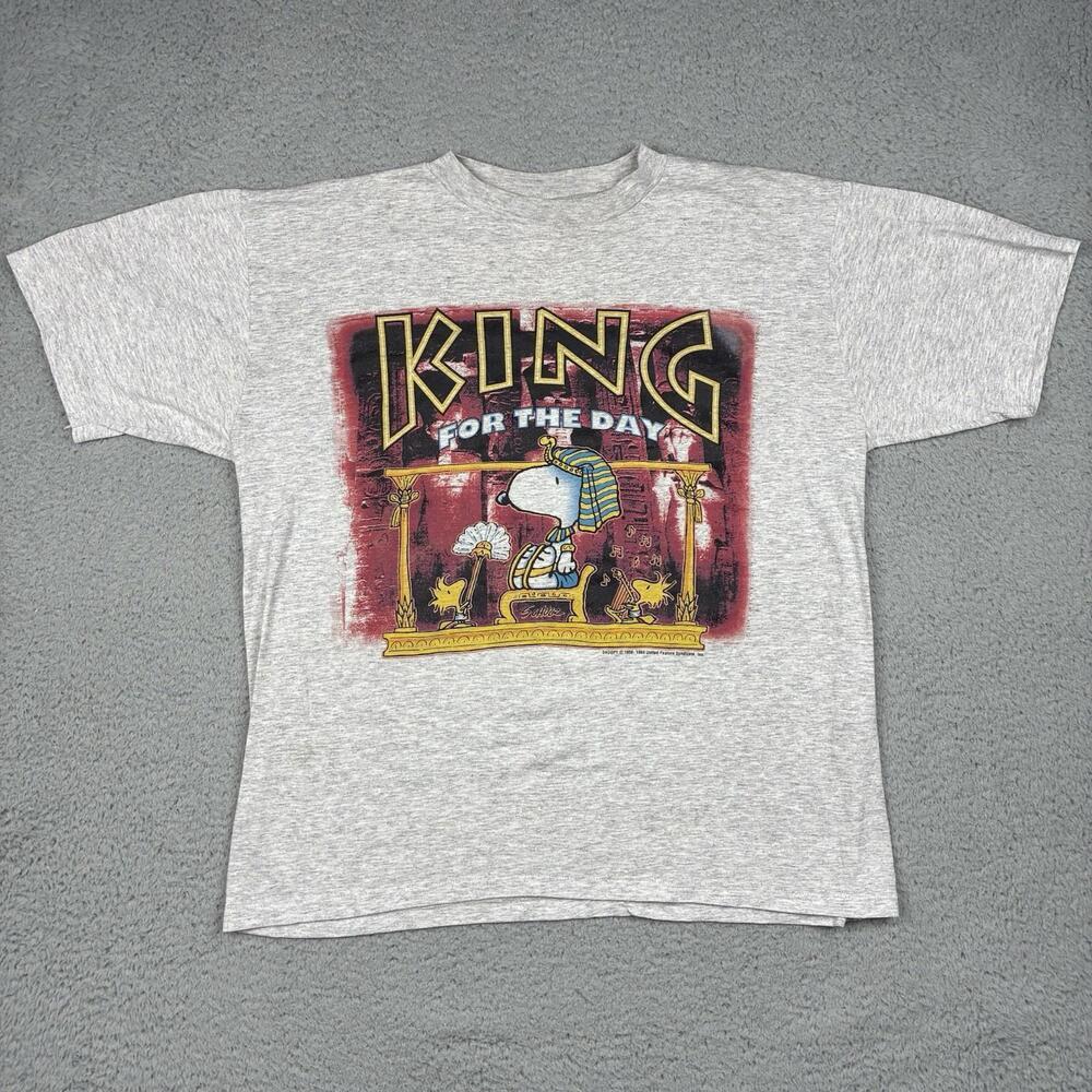 Vintage 80s Snoopy T-Shirt Mens Large Woodstock Peanuts King For The Day